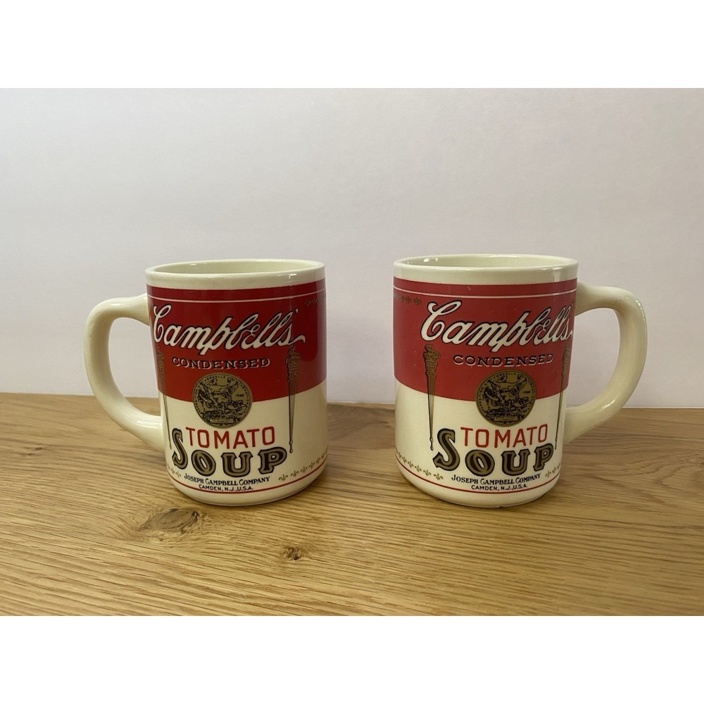 2 Campbell's Tomato‎ Soup Mugs Ceramic Camden NJ USA Iconic Label - Decoration